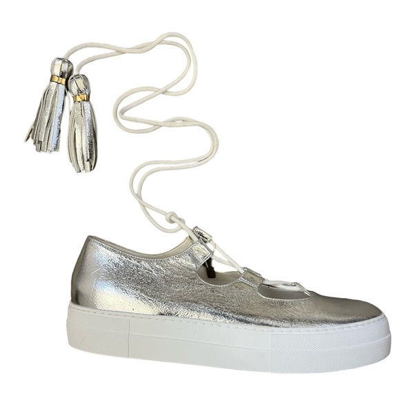 L' AUTRE CHOSE Lace-up sneakers Silver NWOT Size 39 - Picture 7 of 14